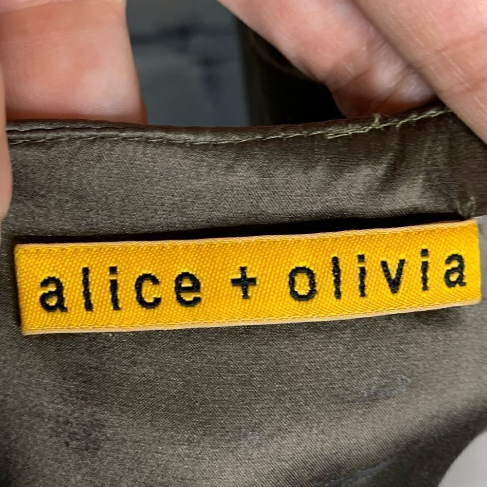 Alice + OLIVIA Silk light olive green draped dress - Picture 10 of 14